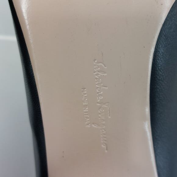 Salvatore Ferragamo Black Pumps Suede Trimmed Leather 8 B - Picture 11 of 12